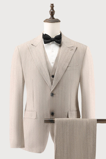 Ivory Peak revers Pinstripe Enkeltradet 3-delt Mænds Prom Suits